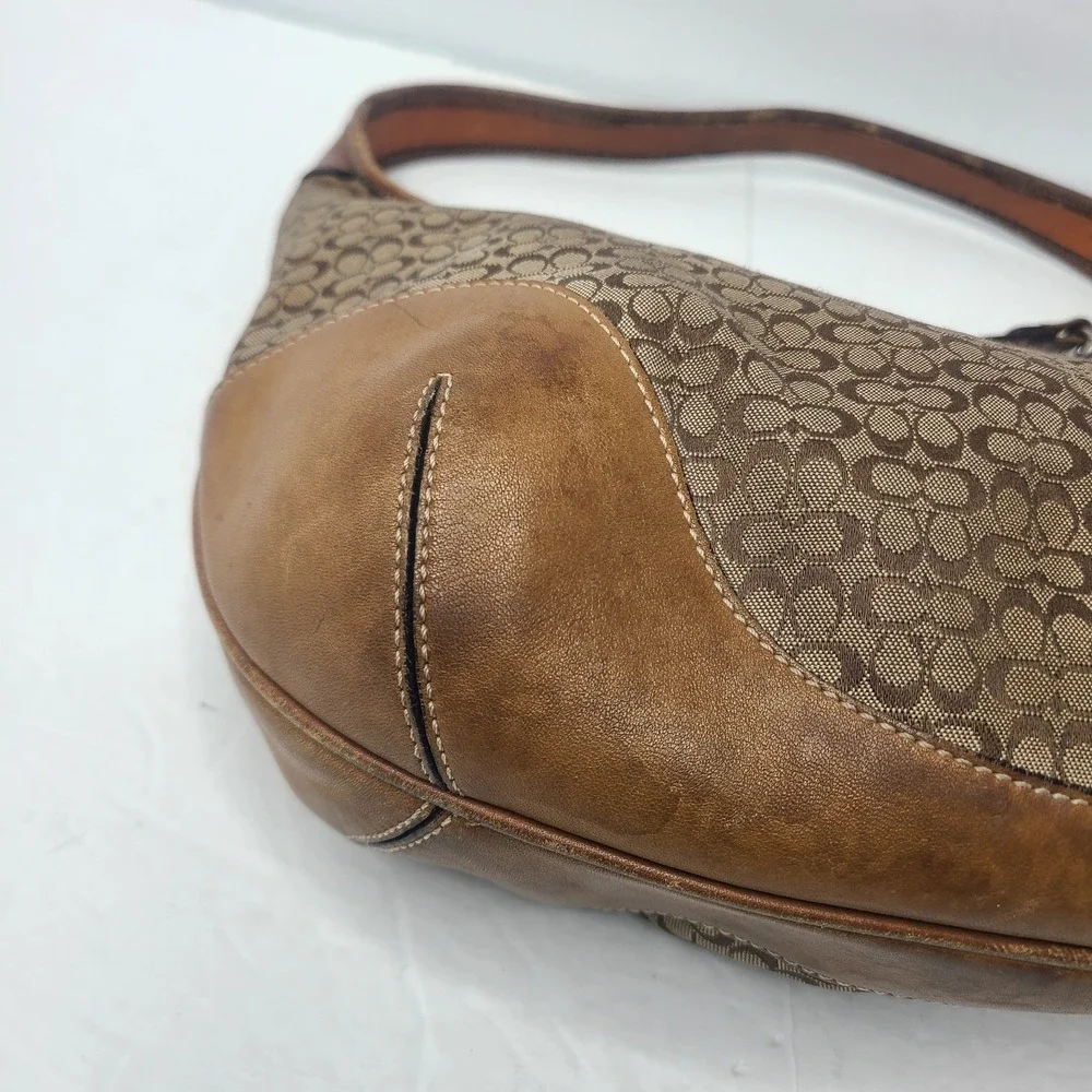 Vintage Coach Hampton Signature C Jacquard Hobo Bag Brown Tan A3K-6617 Y2K